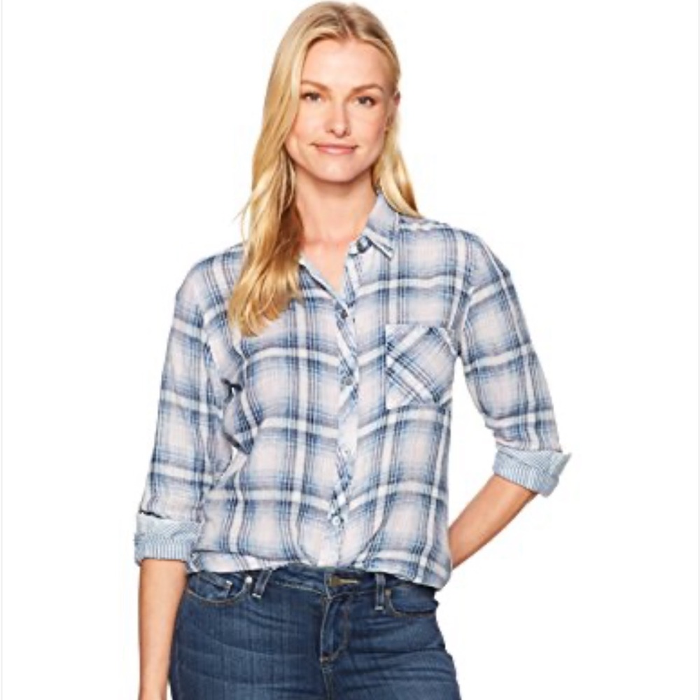 Rails Hunter Plaid Shirt in Rose/Indigo Cloudwash